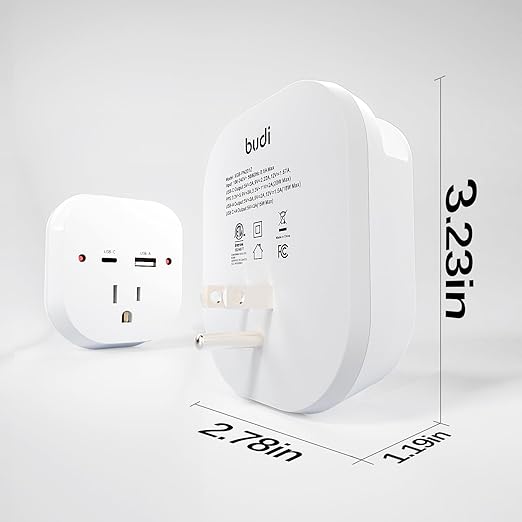 2 Pack Outlet Extender, Outlet Splitter Wall Outlet with PD 20W Type-C，USB Ports，1 Outlet , Wall Plugs for Outlets No Surge Protector Extension Plug for Cruise Ship, Home, Office, ETL Listed