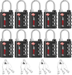Forge Dual-Opening: Key or Combination Lock, TSA Approved Lock for Luggage, Pelican case, Travel, Gym, School, Luggage Combination Lock, Travel Bag Lock (Black 10 Pk)