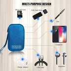 Electronic Organizer Bag Cable Organizer Travel Cord Organizer Case Pouch Portable Carrying Case for Charger Hard Drive Earphone USB SD Card (Blue)