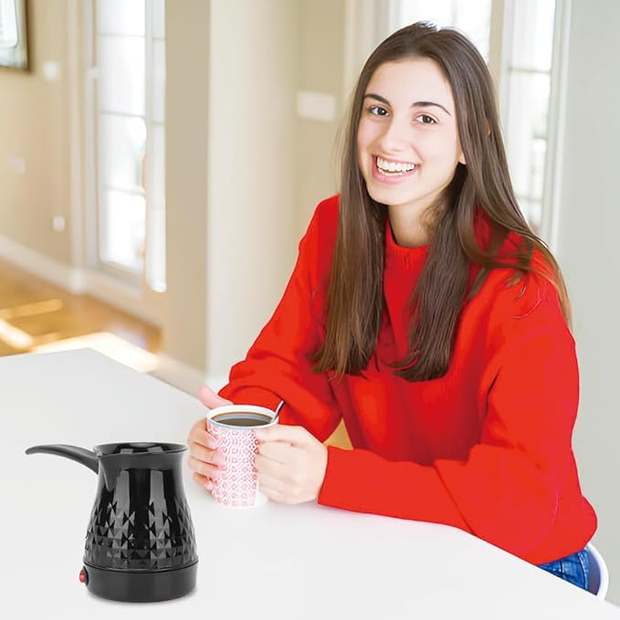 Portable Turkish Coffee Pot - 600ml Electric Coffee Pot ABS and Stainless Steel Americano Kettle/Maker with Removable Anti Scald Handle for Heating Coffee Tea Milk,5-6 Cups