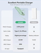 Portable Charger, 10000mAh 22.5W Power Bank Fast Charging with Wall Plug, Built-in Cables, LED Display, Compact Lightweight USB C Travel Battery Pack for iPhone 17/16, Android Cell Phone, Pad, iWatch