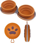 Collapsible Dog Bowls,2-in-1 Pet Bowls with Zipper Carrying Case and Carabiner Clip for Traveling Hiking Camping Walking,Brown