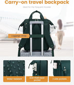 LOVEVOOK Laptop Backpack for Women Work Travel Backpack Purse, Nurse Bags Teacher Doctor Commuter Business Computer Bag, College Backpack Stylish Daypack, 15.6 Inch, Dark green-dark green