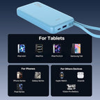 JUOVI 25W Portable Charger, 10000mah Power Bank Fast Charging with Built-in USB-C Cable, Battery Pack with LED Display, Portable Phone Charger for iPhone 17 16 15 14 Samsung S24 S23 iPad Tablets