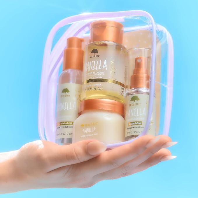 Tree Hut Mini Set Vanilla Everything Shower Gift Set for Women, Exfoliating Body Scrub, Body Wash & Body Butter, Travel Size Skin Care Set, Hydrating & Moisturizing Self-Care Gift for Smooth Skin