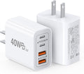 [2-Pack] 40W USB C Charger Block, 4-Port Type C Fast Charging Brick Dual PD&QC Wall Plug Adapter Compatible for iPhone13/14/15/16/17 Pro/Pro Max/iPad, Airpods, iwatch, Samsung Galaxy (White)