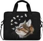 Cute Kitty Cat with Butterfly Laptop Bag Case 13 14 15.6 inch Laptop Messenger Bag Crossbody Briefcase for Men Women with Shoulder Strap Handle