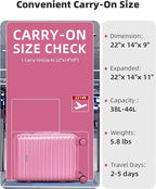 LARVENDER Carry on Luggage 22x14x9 Airline Approved, Expandable 20 Inch Hardside Suitcase with Wheels TSA Lock, PC+ABS Lightweight Carry on Suitcases for Women and Men, Berry (20/DB/TB)