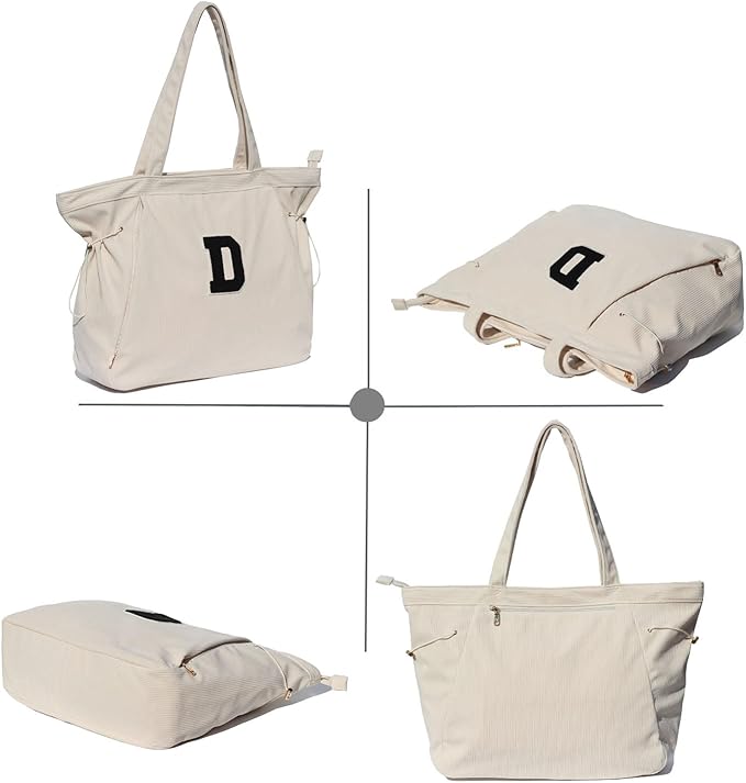 ESVAN Corduroy Yoga Tote Bag Gifts for Women Drawstring Yoga Mat Bag for Office Workout Travel Carryall Pilates Gym
