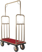Generic Hotel Luggage Cart Wagon 39Lx19Wx68H Inch Metal Hotel Luggage Trolley Holds 881lbs 8-inch Silent Rubber Casters Carpet Deck Bumper Rails Bellman Cart for Hospitality Industry