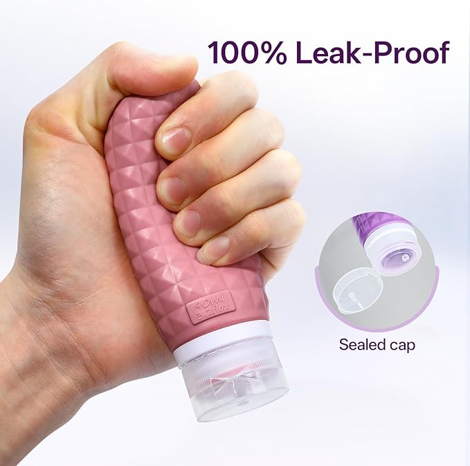 Travel Bottles for Toiletries, TSA Approved Travel Size Containers, Leak Proof Silicone Shampoo Bottles, Small Toiletry Containers with Clear Bag for Shampoo Conditioner Lotion