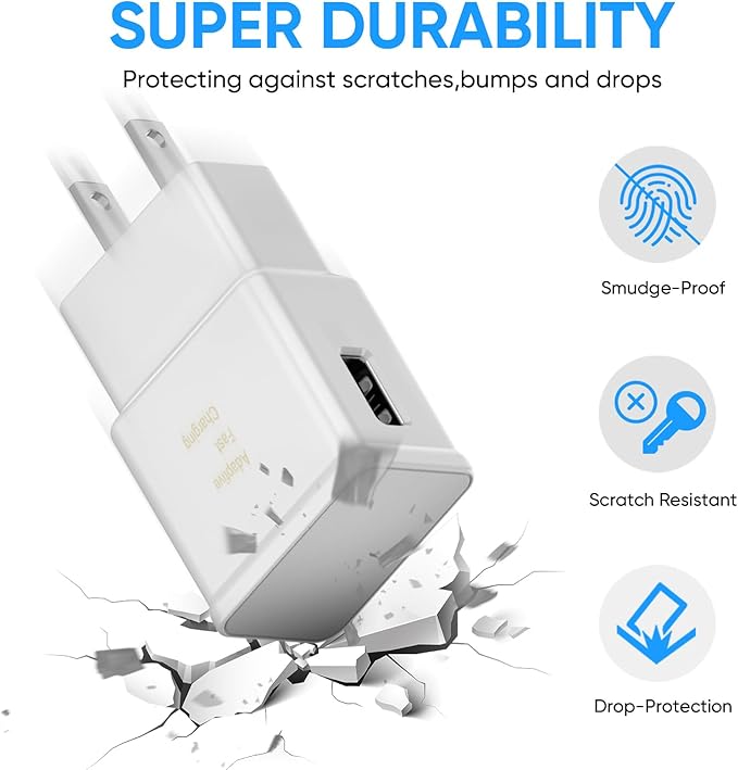 Type C Charger Fast Charging, 2 Pack USB C Android Phone Wall Charger Block & 6.6ft Charge Cable Cord, for Samsung Galaxy S8/ S9/ S10 Plus Active S10e, S20/ S21 Ultra Plus, Note 8 9 10, Pixel 3 4 etc