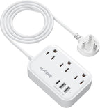 UK Adapters for Travel(13A), US to UK Plug Adapter with 3 Outlets 3 USB Charging Ports (USB-C), Type G Travel Adapter with 3FT Extension Cord, USA to Scotland British London England Irish Dubai