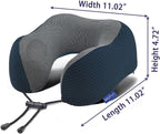 napfun Neck Pillow for Travel with Travel Pouch, Sleep Mask & Earplugs, Memory Foam Airplane Pillow for Headrest Sleep with Eyeshades, Plane Essentials with Eye Blindfold, Black Striped Kit
