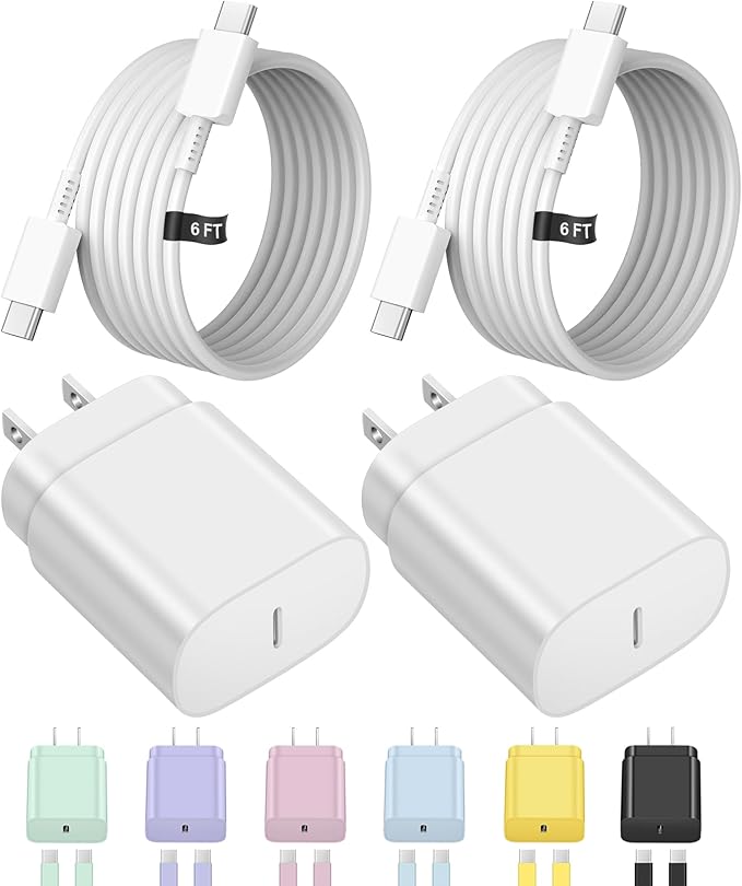 Type C Charger Fast Charging for iPhone 17 16 15,USB C Samsung Chargers Block 25W Super Fast Chargers for Samsung Galaxy S25/S24 S23 S22 S21/iPhone Air/17/17 Plus/17 Pro Max/16 Pro Max/15 Plus(White)