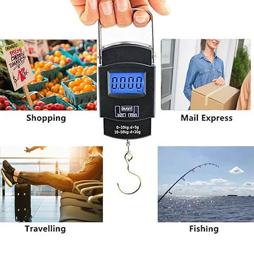 Luggage Scale with Battery Automatic Reading, Many Ways of use, Accurate Numbers, The Perfect Multifunctional Scale, a Good Helper for Your Travel and Fishing