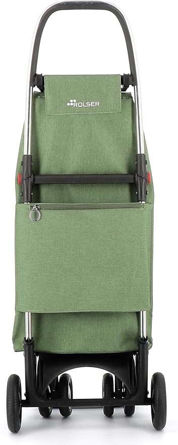 ROLSER I-Max Tweed 4 Wheel 2 Swivelling Foldable Shopping Trolley - Green