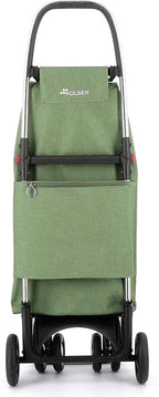 ROLSER I-Max Tweed 4 Wheel 2 Swivelling Foldable Shopping Trolley - Green
