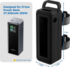 Protective Silicone Case for Anker Prime Power Bank 27,650mAh 250W - Portable with Handle & Hook Loop Strap, Anti-Slip & Shockproof Design (Black)
