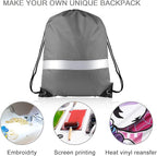 KUUQA 12 Pcs Drawstring Backpack Bag Bulk Reflective Backpack Gray String Bags Cinch Sack Backpack for Team Yoga Sport Gym Traveling