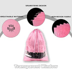 20 Pack Shoe Bags for Travel, 17" x 12.6" Drawstring Shoe Organizers with Clear Window, Breathable Non-Woven Dustproof Pouches for Luggage & Closet (Pink)