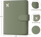 Passport Holder for Travel Essentials, RFID Blocking Leather Cover Wallet with Magnetic Closure, Aesthetic & Cute Passport Book Case for Women and Men - Green