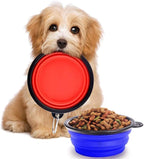 SunGrow Collapsible Dog Travel Bowls, 2 Portable Pet Travel Water and Feeding Bowls, Food-Grade Containers, Carabiner Clip for Easy Storage, Dishwasher-Friendly, Low Footprint, Feed Dog/Cat Anywhere