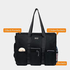 TOPDesign Utility Water Resistant Tote Bag with 13 Pockets, Top Zipper Closure & Thick Bottom Support, for Working Women