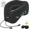 jiaao Travel Pillow Memory Foam Neck Support, Advanced Memory Foam Neck Pillow for Airplanes, Cars & Trains with Eye Mask, Earplugs & Storage Bag