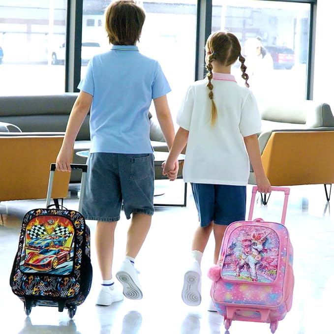 HPJGD Girls Luggage, Kids Sequins Rolling Luggage, Cute Unicorn Travel Carry on for Elementary Preschool Toddler