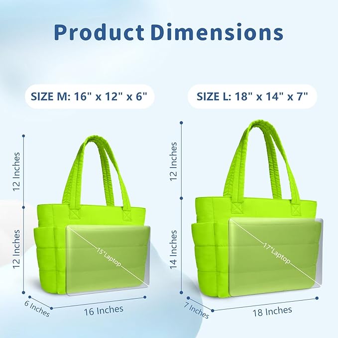 TOPDesign Puffer Tote Bag for Women, Lightweight Puffy Handbag with Compartments, Quilted Shoulder Bag for Work, Travel, Gym