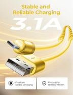 LISEN Coiled USB C Cable, 2 Pack for Android Auto & CarPlay Cable, Short USB A to USB C Cable Compatible with iPhone 17/16/15, Samsung Galaxy S25/S24/S23 A15/A14, Google Pixel 9/8, Yellow 4FT