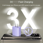 iPhone 17 16 15 Charger Fast Charging 3+3Pack 20W USB C Wall Charger with 10FT Fast Charging Cable Compatible with iPhone 17/17 Air/17 Pro/17 Pro Max/iPhone 16/15 Series, iPad Pro/AirPods -Purple