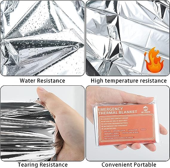 QIO CHUANG Emergency Mylar Thermal Blankets -Space Blanket Survival kit Camping Blanket (4-Pack). Perfect for Outdoors, Hiking, Survival, Bug Out Bag ，Marathons or First Aid 1