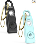 TECKNET Rechargeable Personal Safety Alarm for Women, 2-Pack 130dB Personal Alarm with SOS Strobe Light, Low Battery Notice, Keychain Alarms Loud Siren for Girls Kids Elderly