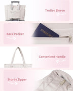Wandering Nature Puffer Tote Bag with Cup Holder & Laptop Compartment & Trolley Sleeve for Travel, Work, Nurse, Women