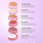 5 In 1 Makeup stack With Concealer, Bronzer, Blusher, Compact & Highlighter Smooth & Blendable Formula - Travel Friendly, Quick & Easy to Use (Fair)