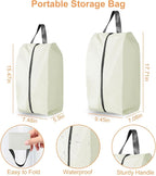 Shoe Bags for Travel Holds 3 Pair of Shoes, Shoe Storage Pouch with 2 Pack Portable Bags, Waterproof & Washable, Cream