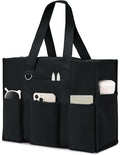 Becokan Large Tote Bag for Women Waterproof with 12 Pockets Top Zipper Closure Utility Teacher Nurse Bags for Work School