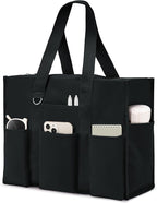 Becokan Large Tote Bag for Women Waterproof with 12 Pockets Top Zipper Closure Utility Teacher Nurse Bags for Work School