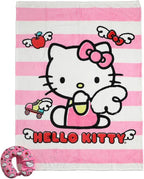 Bioworld Adult Hello Kitty Travel Set with Neck Pillow, Eye Mask, and Throw Blanket, Adorable Comfort for Hello Kitty Fans on the Go!