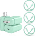 Type C Charger, 3Pack 25W PD USBC Wall Charger Super Fast Charging Block& 6+10+10ft Android Phone Cable Cord for Samsung Galaxy S25 S24 S23 S22 S21 S20(Plus Ultra)/Note 20 10 9 8/ S10 S9 S8 Green