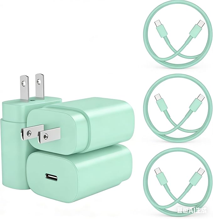 Type C Charger, 3Pack 25W PD USBC Wall Charger Super Fast Charging Block& 6+10+10ft Android Phone Cable Cord for Samsung Galaxy S25 S24 S23 S22 S21 S20(Plus Ultra)/Note 20 10 9 8/ S10 S9 S8 Green
