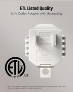2 Prong to 3 Prong Outlet Adapter, SUPERDANNY ETL Listed 3-2 Prong Adapter, Fire-Retardant (392℉) PBT Material, Heavy Duty Wall Plug Adapter for Old Homes, Travel to Japan (Ivory White (2-Pack))