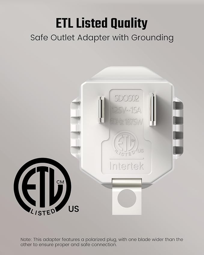 2 Prong to 3 Prong Outlet Adapter, SUPERDANNY ETL Listed 3-2 Prong Adapter, Fire-Retardant (392℉) PBT Material, Heavy Duty Wall Plug Adapter for Old Homes, Travel to Japan (Ivory White (2-Pack))