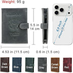 CONTACTS Full Grain Leather Passport Holder with Airtag Slot RFID Blocking Passport Wallet for Men Travel Passport Cover with SIM Card Removal Tool (Badge, Gray)