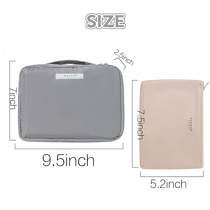 Queboom Travel Makeup Bag Cosmetic Bag Makeup Bag Toiletry bag for women and men (Grey)