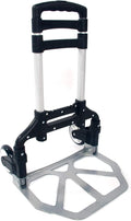 AgnesC Portable Folding Aluminum Hand Truck, Collapsible Utility Cart, Black