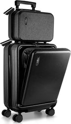 22 Inch Carry On Luggage 22x14x9 Airline Approved, Carry On Suitcase with Wheels, Hard-shell Carry-on Luggage, Black Small Suitcase, Hardside Luggage Carry On with Cosmetic Carry On Bag