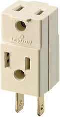 Leviton Non-Grounding Cube Adapter, 125 V, 15 A, 3 Outlet, 531-I, Ivory